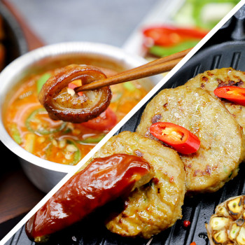 흑돼지 뭉치구이 떡갈비 1팩 320g(4장) + 초벌구이 막창 300g 직접생산